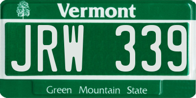 VT license plate JRW339