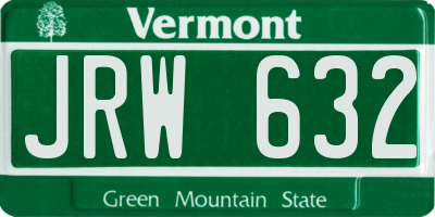 VT license plate JRW632