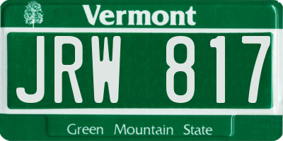 VT license plate JRW817