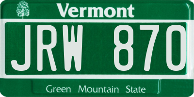 VT license plate JRW870