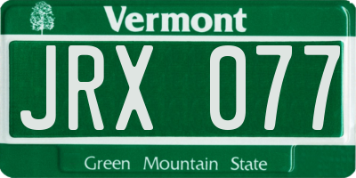 VT license plate JRX077