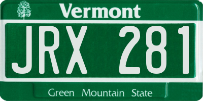 VT license plate JRX281