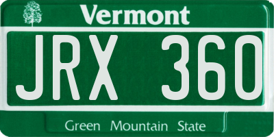 VT license plate JRX360