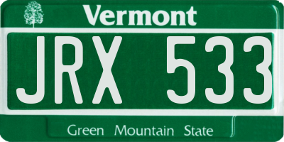 VT license plate JRX533