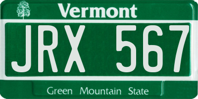 VT license plate JRX567