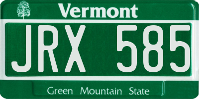 VT license plate JRX585