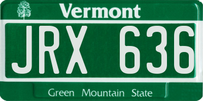 VT license plate JRX636