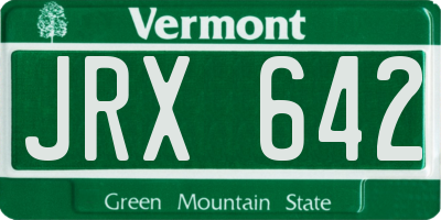 VT license plate JRX642
