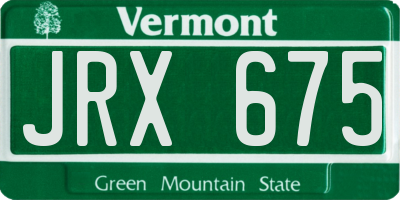 VT license plate JRX675