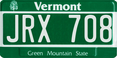 VT license plate JRX708