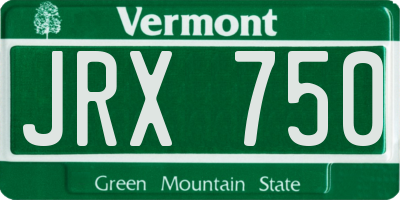 VT license plate JRX750