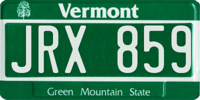 VT license plate JRX859