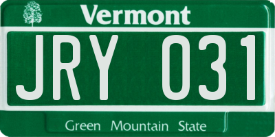 VT license plate JRY031