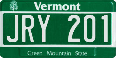 VT license plate JRY201