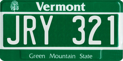 VT license plate JRY321