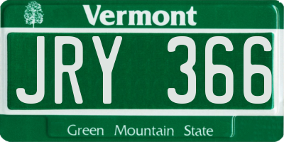 VT license plate JRY366