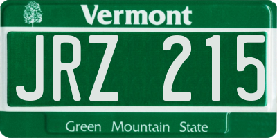 VT license plate JRZ215
