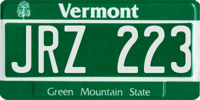 VT license plate JRZ223