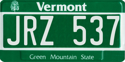 VT license plate JRZ537
