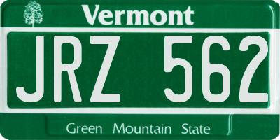 VT license plate JRZ562