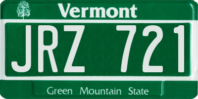 VT license plate JRZ721