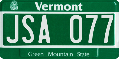 VT license plate JSA077