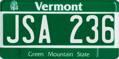VT license plate JSA236