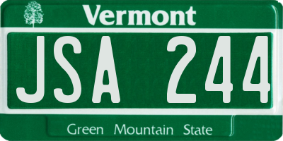 VT license plate JSA244