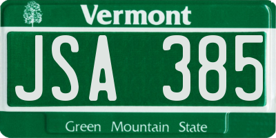 VT license plate JSA385
