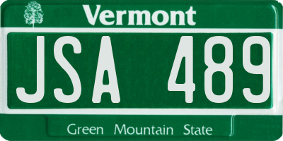 VT license plate JSA489