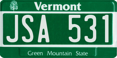 VT license plate JSA531