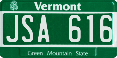 VT license plate JSA616