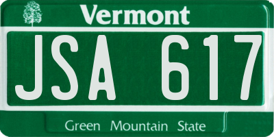 VT license plate JSA617