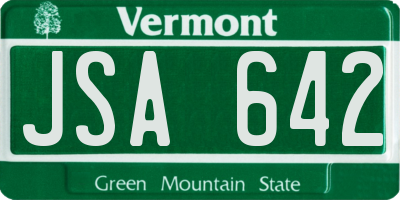 VT license plate JSA642