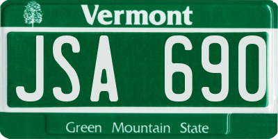 VT license plate JSA690