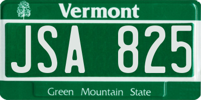 VT license plate JSA825