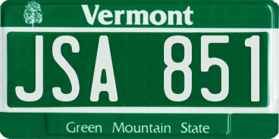 VT license plate JSA851