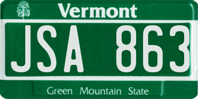 VT license plate JSA863