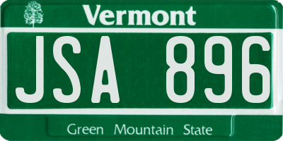 VT license plate JSA896