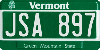 VT license plate JSA897