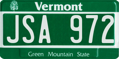 VT license plate JSA972