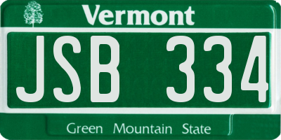 VT license plate JSB334
