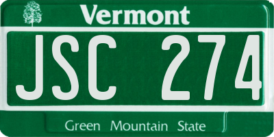 VT license plate JSC274