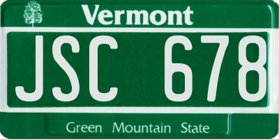 VT license plate JSC678