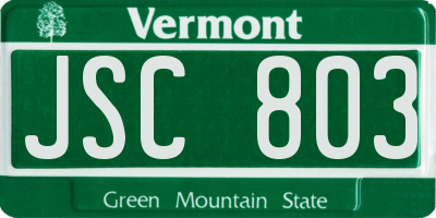 VT license plate JSC803