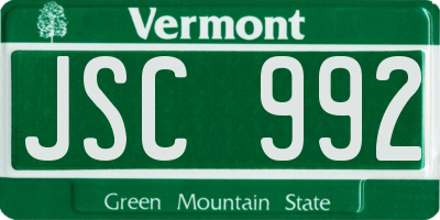 VT license plate JSC992