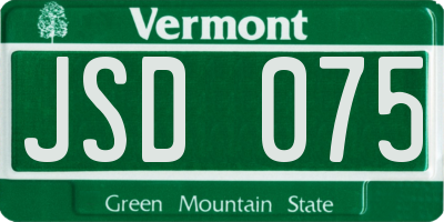 VT license plate JSD075