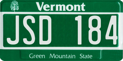 VT license plate JSD184