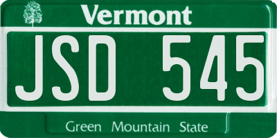 VT license plate JSD545