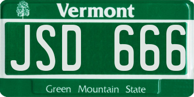 VT license plate JSD666
